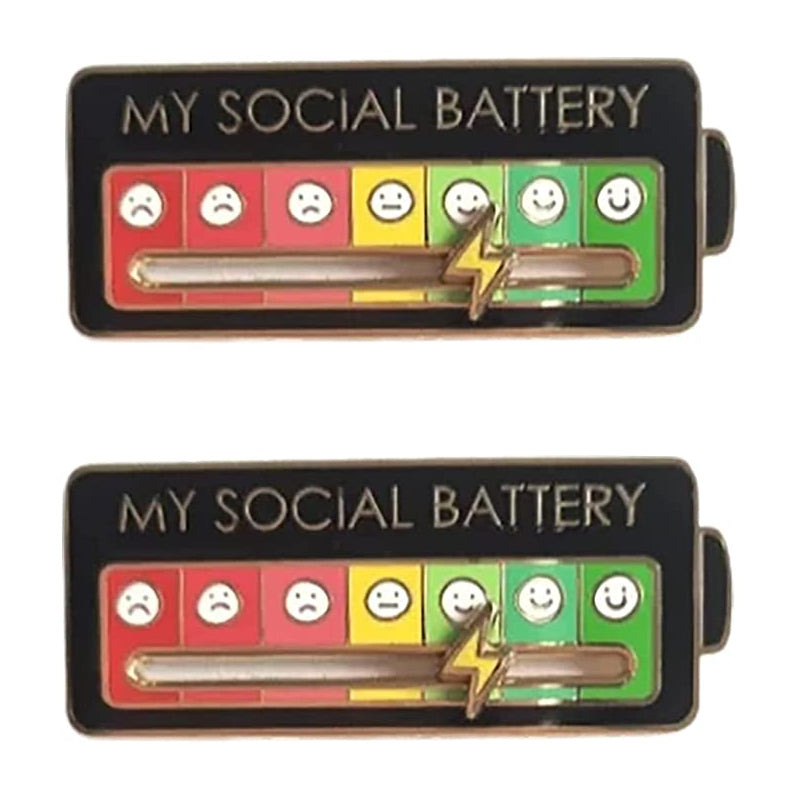 Interactive Mood Pins Social Battery Brooch