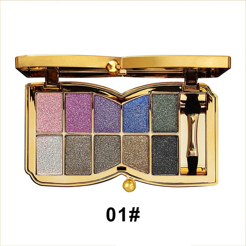 10 Colors Cream Shiny Eyeshadow Palette With Brush