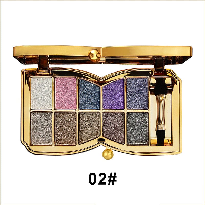 10 Colors Cream Shiny Eyeshadow Palette With Brush