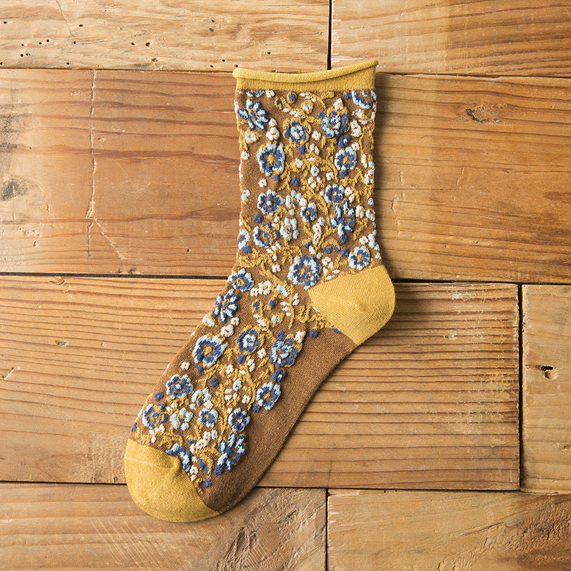 Vintage Embroidered Floral Women Socks