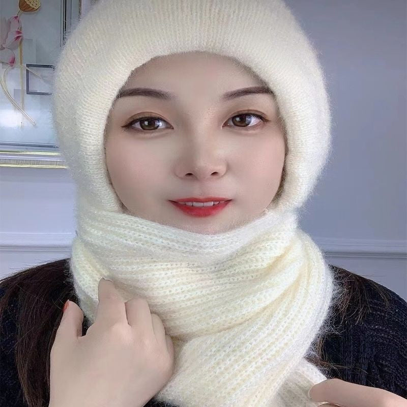 Women's Winter Integrated Ear Protection Windproof Cap Scarf