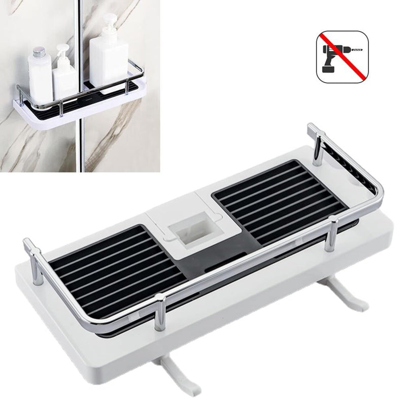 Bathroom Shelf Caddy for Shower Rail, No Drilling Pole Shower Storage Rack Holder