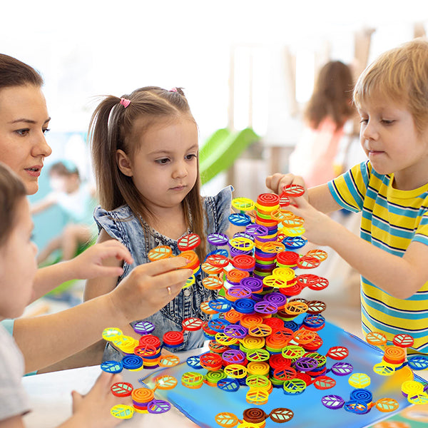 Rainbow Tree Stacking Toy Plastic Balance Game Jenga Building Blocks for Kids