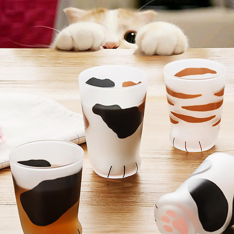Cute Cat Paw Glass Cup