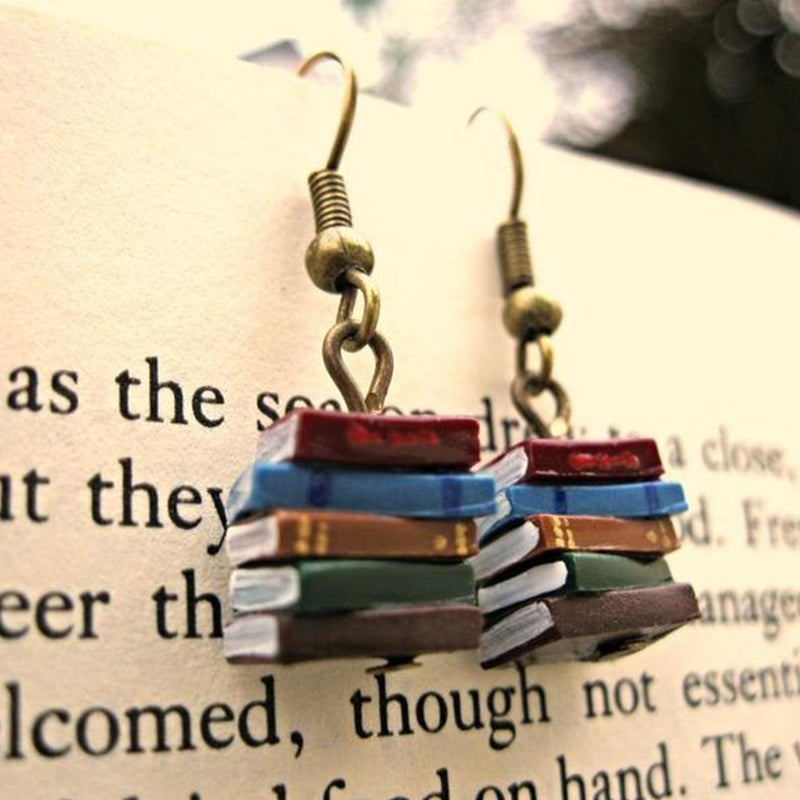 Classic Stack of Books Earrings