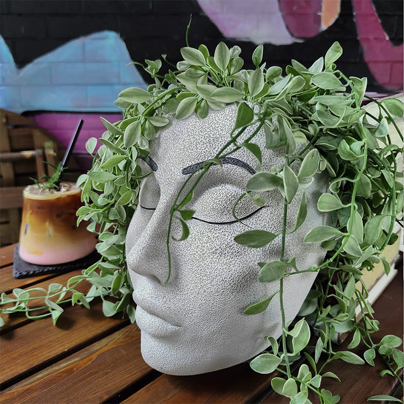 Resin Goddess Human Face Flower Pot