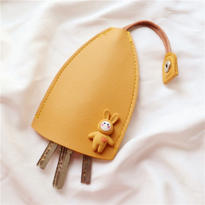 Unisex Cute PU Leather Car Key Case Cover Pull Type Key Bag