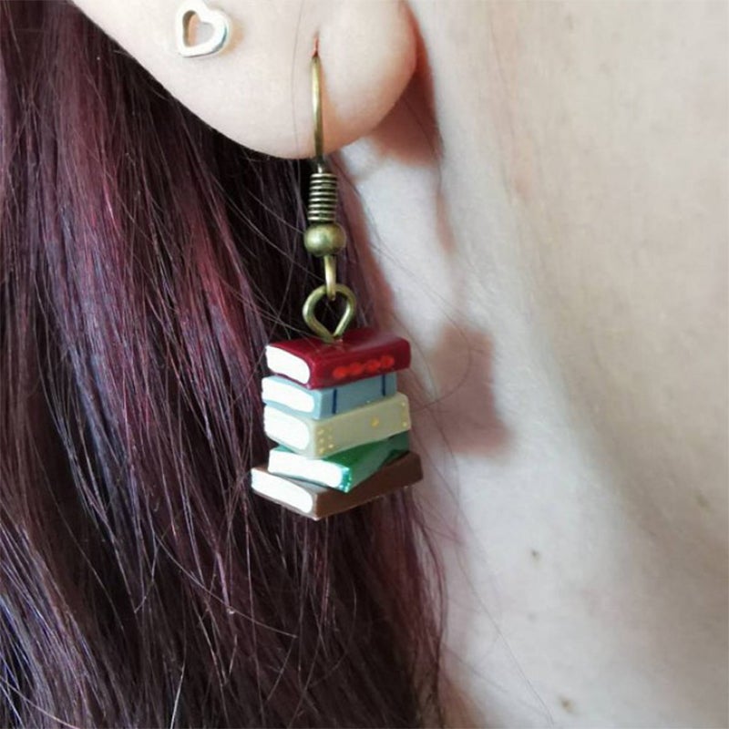 Classic Stack of Books Earrings