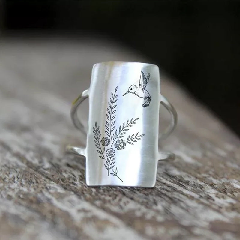 925 Sterling Silver Hummingbird Ring - Gift For Animal Lover