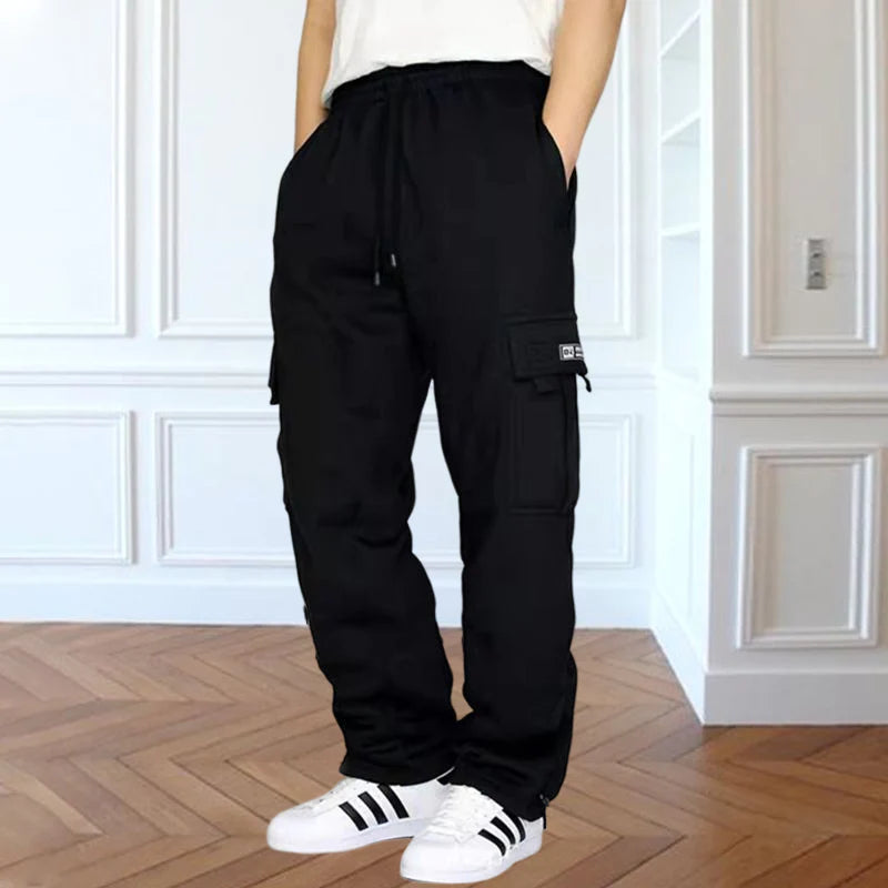 Men's Cargo Sweatpants with Pockets Casual Solid Loose Sports Trousers