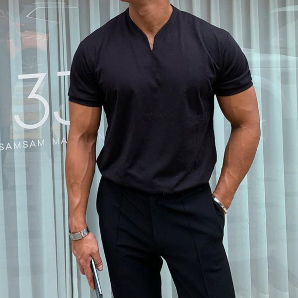 Gentlemen's Business Short Sleeve V-neck Fitness T-Shirt