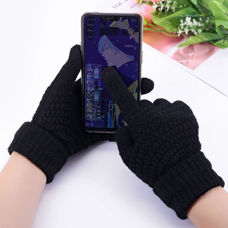 Jacquard Thick Warm Touch Screen Gloves for Women
