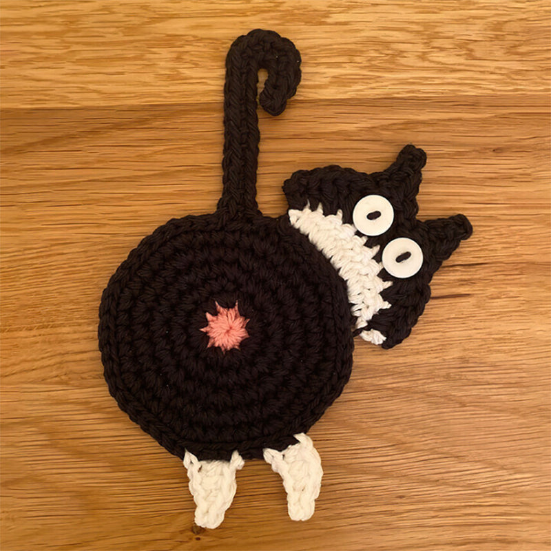 🐱Funny Cat Butt Coasters Cat Butt Cup Mat Knitted Gift for Cat Fans