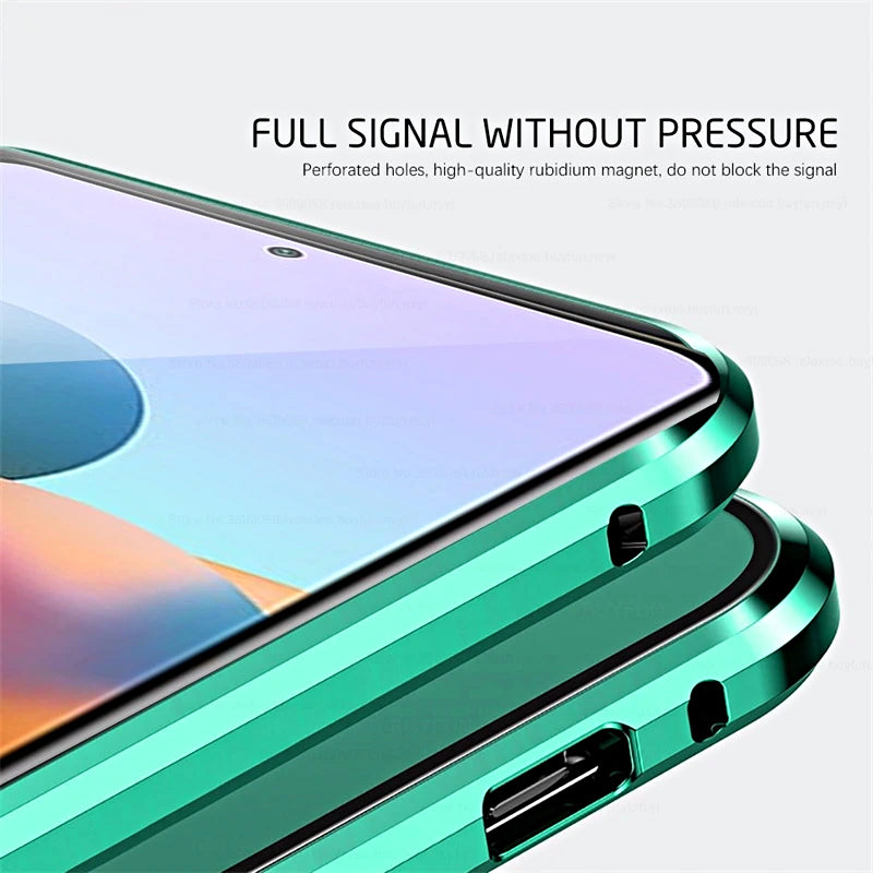 Magnetic Adsorption Metal Tempered Glass Case For Samsung