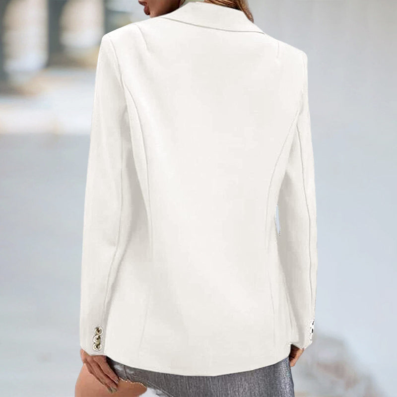 Women's Elegant Casual Blazer Suit Solid Color Lapel Open Front Office Coat