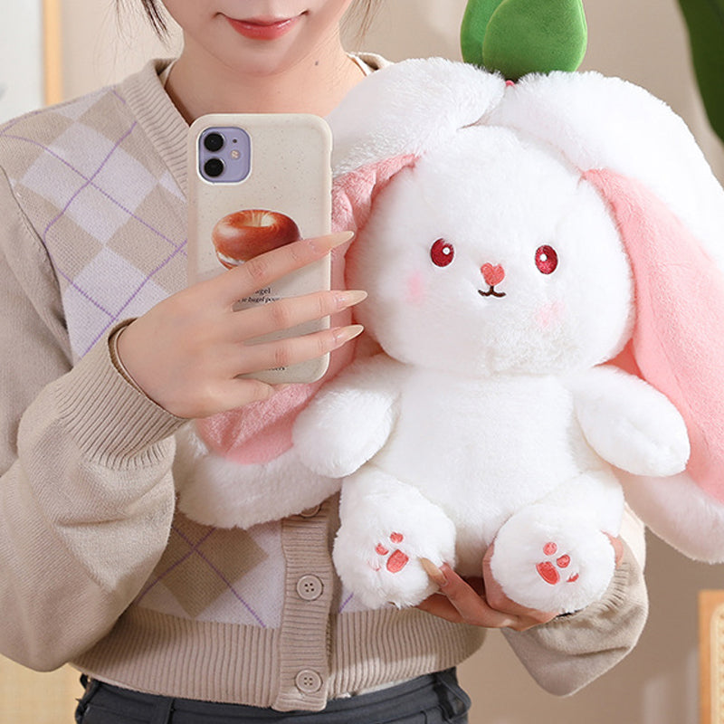 Rabbit Muppet Toys, Funny Reversible Carrot Strawberry Bunny Plush Doll