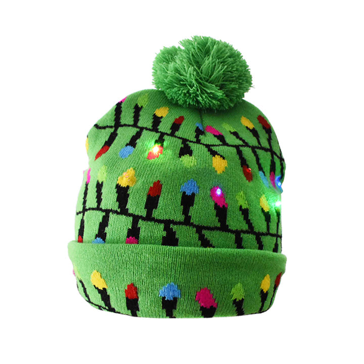 🎅LED Christmas Knitted Hats Light up Xmas Beanie