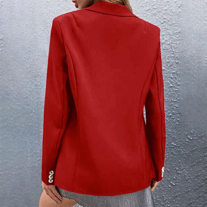 Women's Elegant Casual Blazer Suit Solid Color Lapel Open Front Office Coat