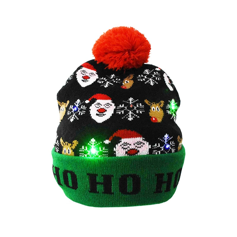🎅LED Christmas Knitted Hats Light up Xmas Beanie