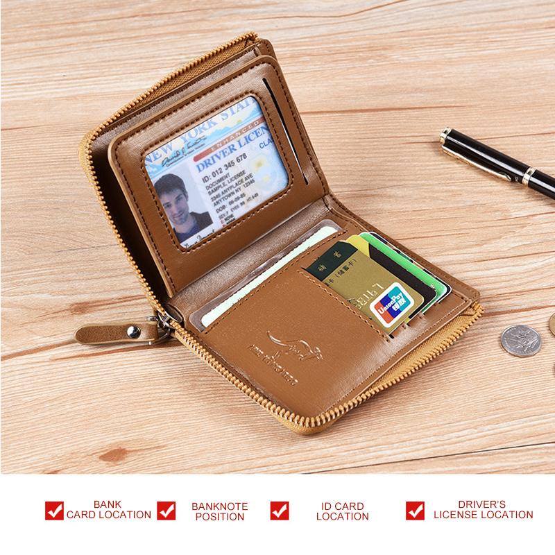 Kangaroo Men’s RFID Blocking Wallet with Zipper Multi Credit Card Holder