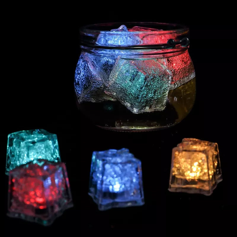🧊12pcs LED Ice Cube Bath Toy, Multicolour Decoration LED Ice Cubes Light