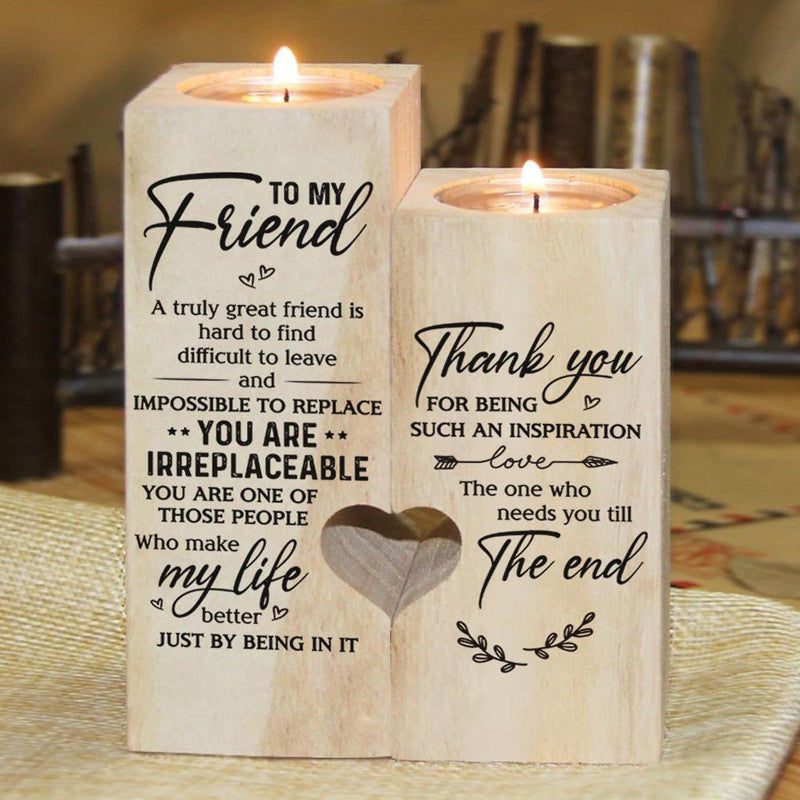 Smile A Lot More - Wooden Candle Holder with Candle Gift for Your Loved Ones