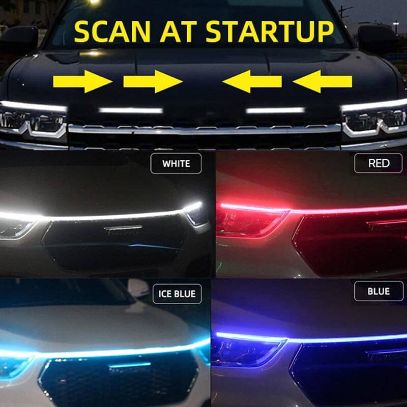 Dynamic Scan Start Up Hoodbeam Kit, Flexible Car Hood LED Strip
