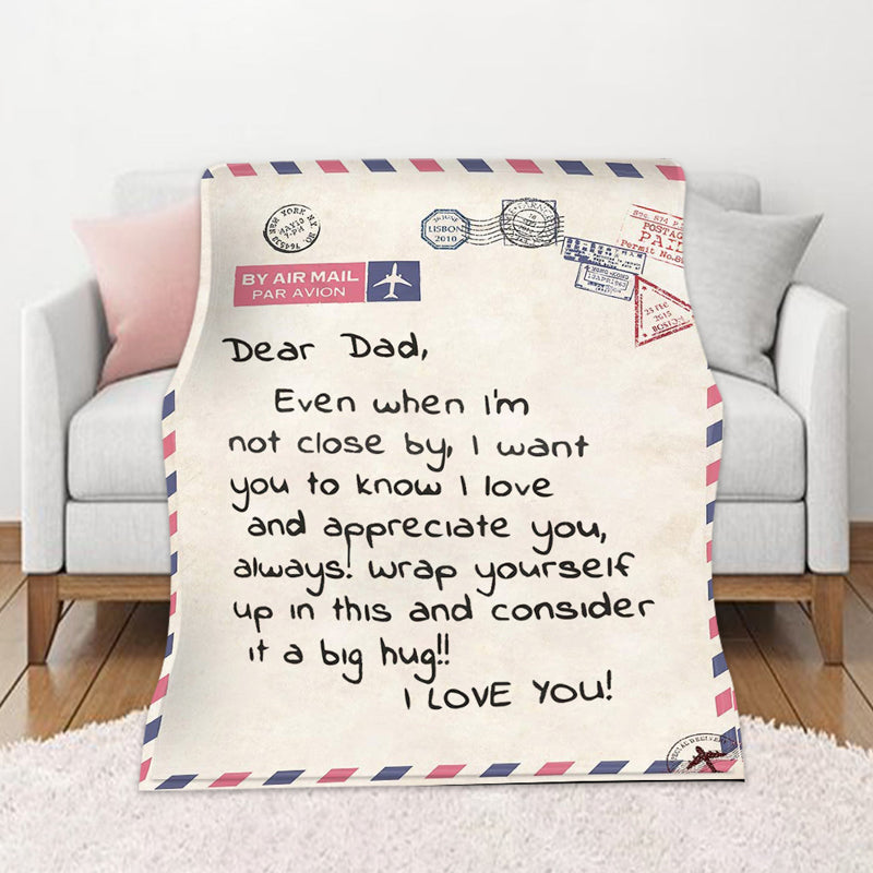 Letter Printed Flannel Throw Blanket Gift for Dad