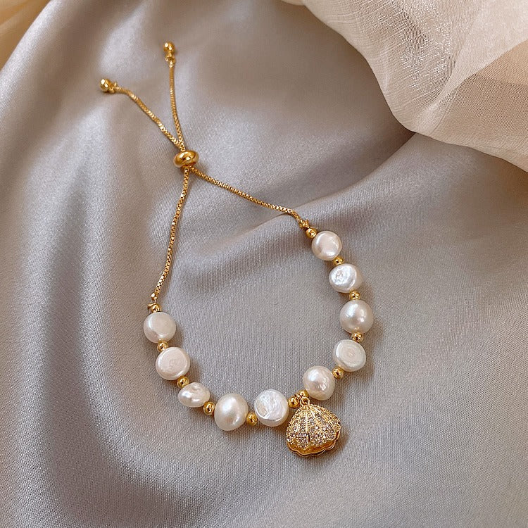 Gold Plated Opal Baroque Pearl Bracelet