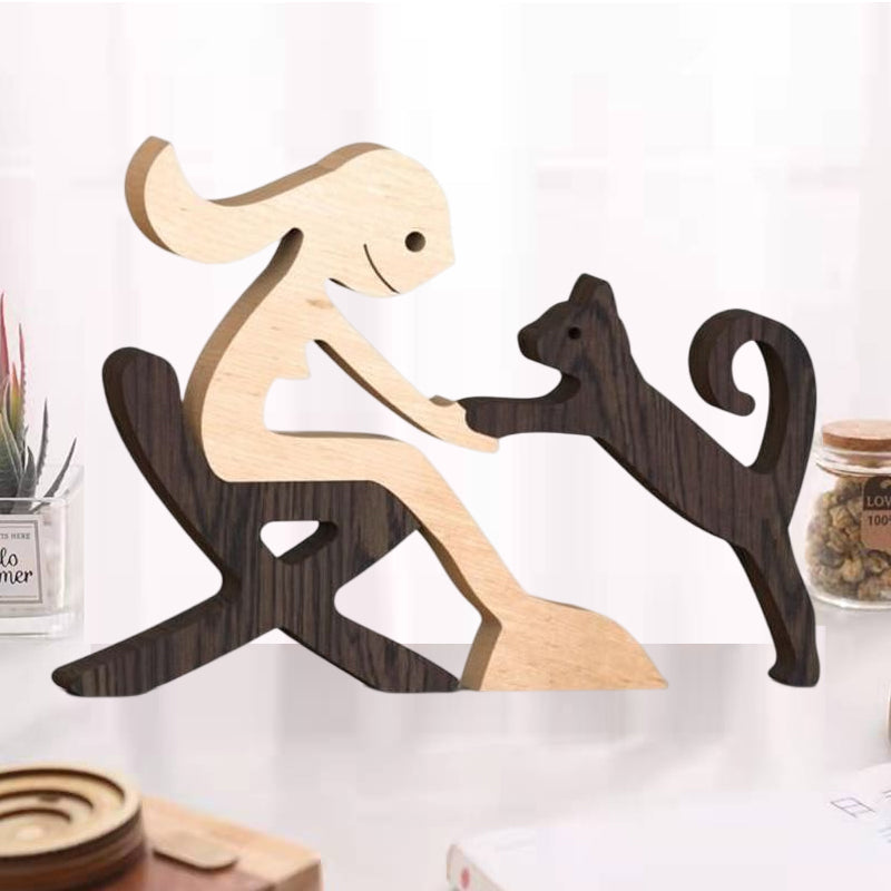 Gift For Pet Lovers - Wood Sculpture Table Ornaments - The Love Between You And Your Fur-Friend