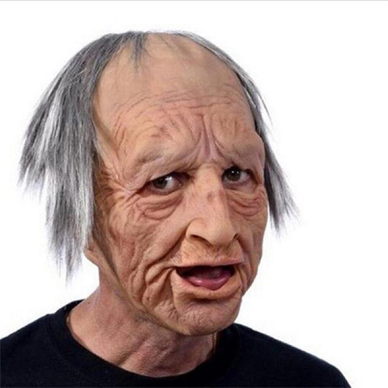 Old Man Mask Halloween Simulation Latex Human Wrinkle Face Mask