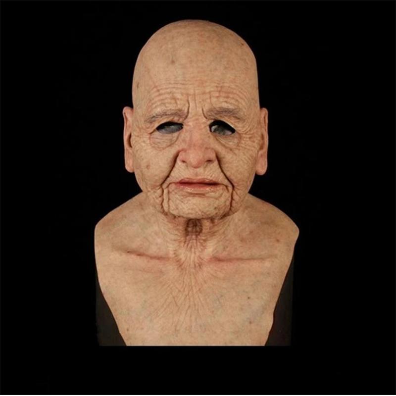 Old Man Mask Halloween Simulation Latex Human Wrinkle Face Mask