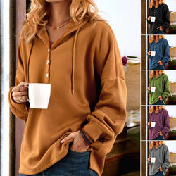 Casual Long Sleeve Button-up Hoodie for Women