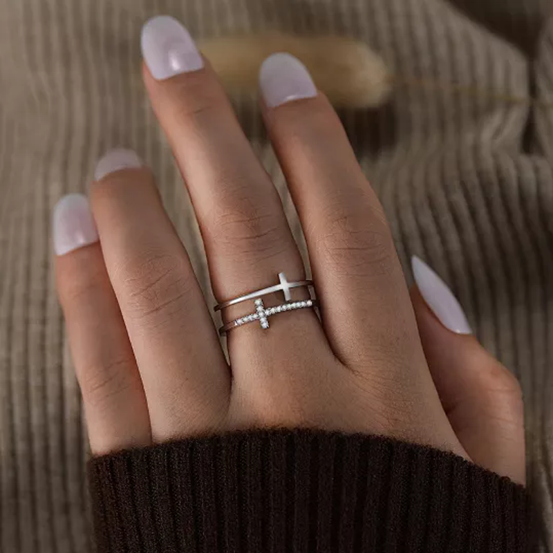 Pray Through It Double Cross Double-layer Ring