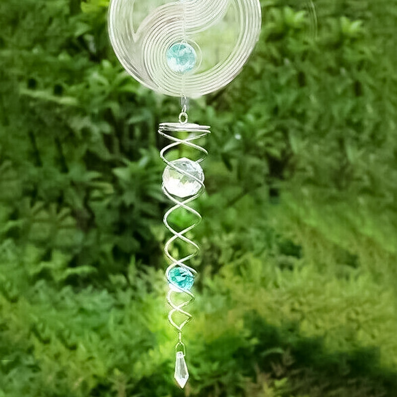 Wind Chimes Decor Crystal Gazing Ball Spiral Tail Wind Spinner Stabilizer