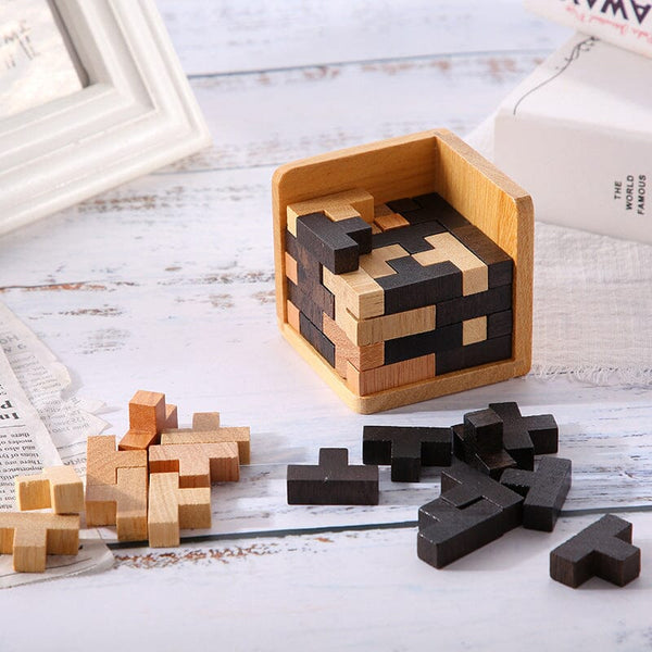 Wooden Intelligence Toy Brain Teaser Game 3D Educational Cube Puzzle ...