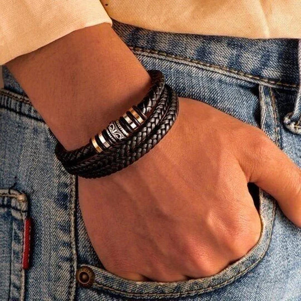 I Will Always Be With You - Fashion Men Adjustable Bracelet Double Row Wristband