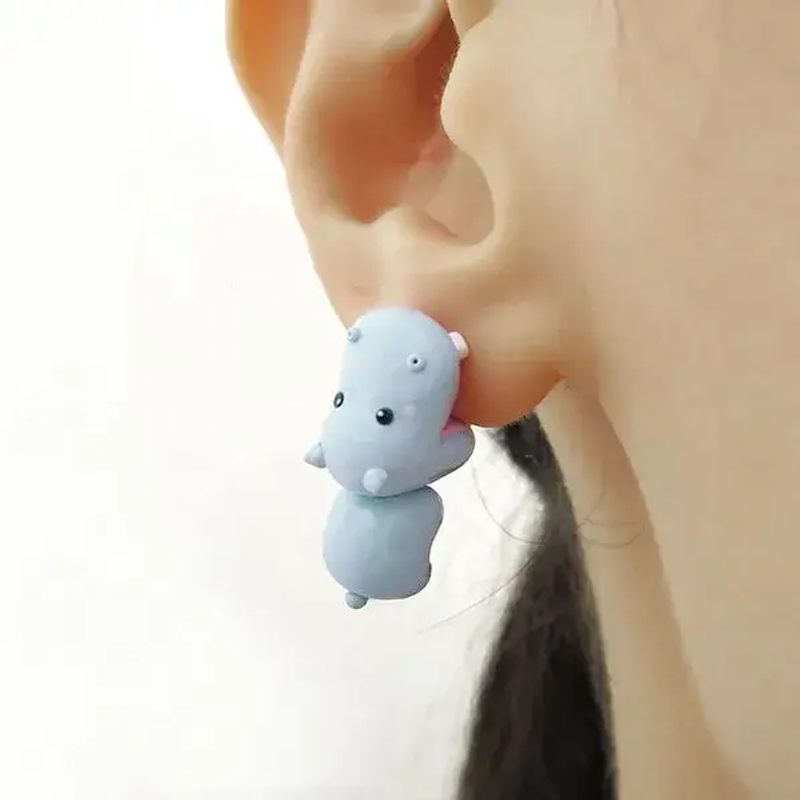 Cute Animal Bite Earrings Cartoon Soft Clay Animal Stud Earrings