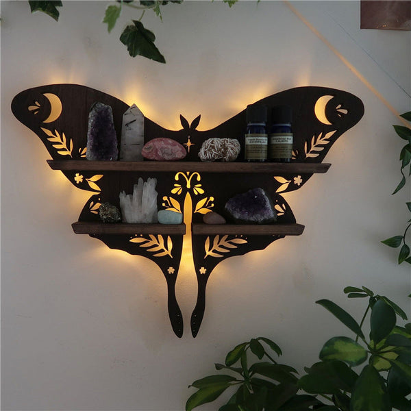 Luna Moth Lamp Crystal Shelves