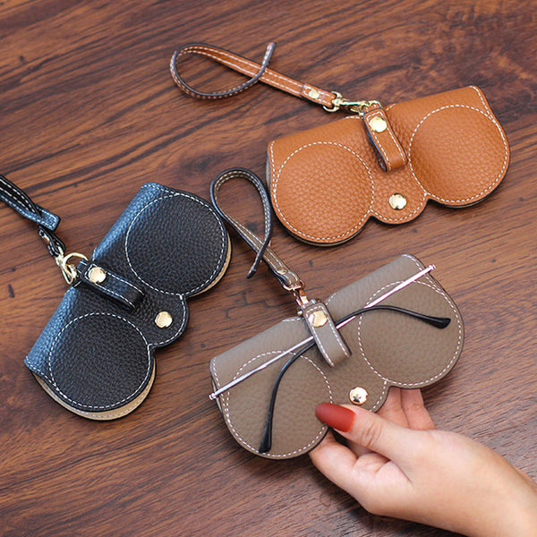 Fashion Soft Leather Sunglasses Case Portable Sunglasses Storage Bag