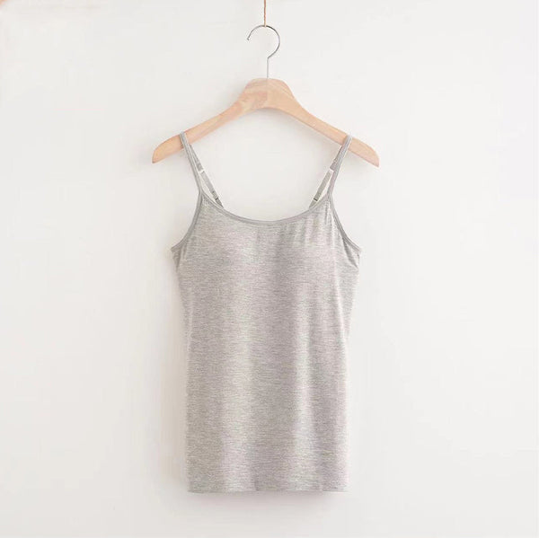 Loose-fitting Tank Top With Built-in Bra, Spaghetti Straps Padded Vest