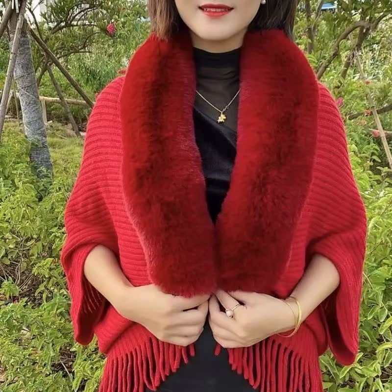 Knitting Thick Women's Loose Shawl Poncho Cape