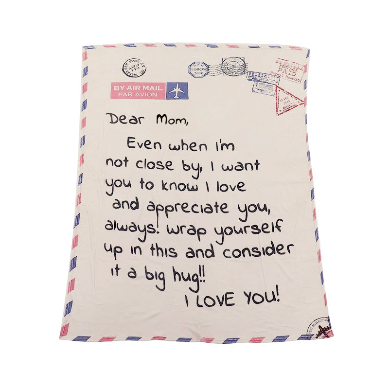 Letter Printed Flannel Throw Blanket Gift for Mom