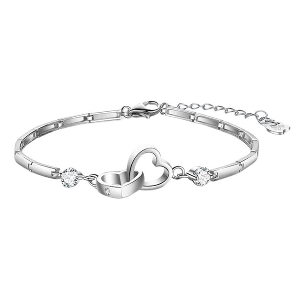 925 Sterling Silver Soul Sister Double-Heart Bracelet - Meaningful Gift for Bestie & Sister