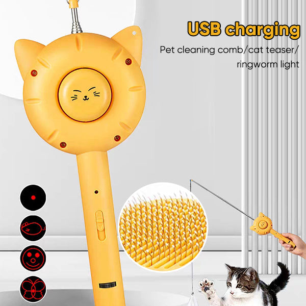 Retractable cat teaser pet comb