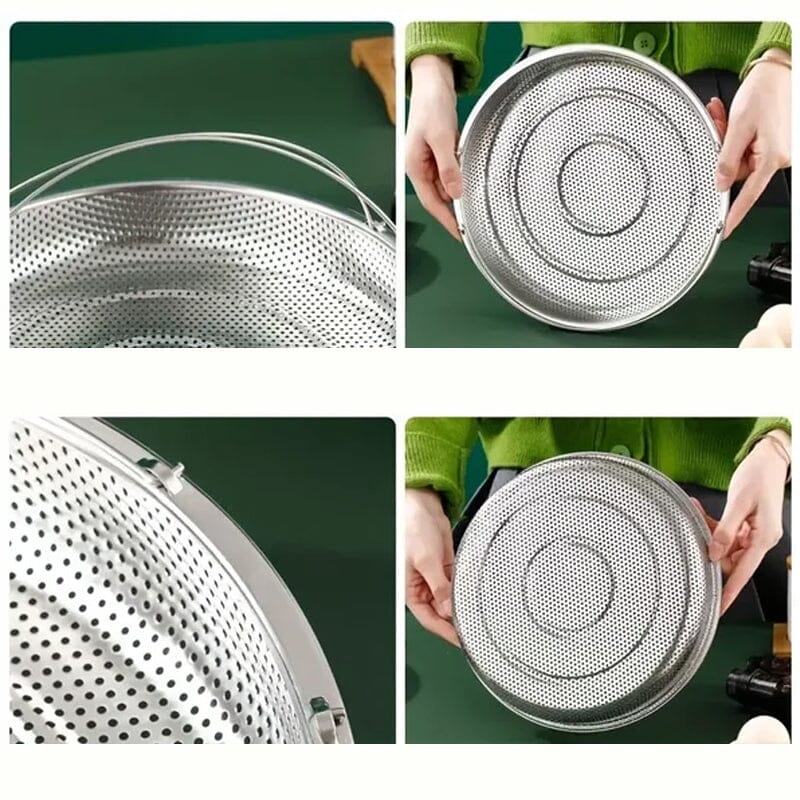 Multi-function Stainless Steel Steamer Drain Basket with Handle