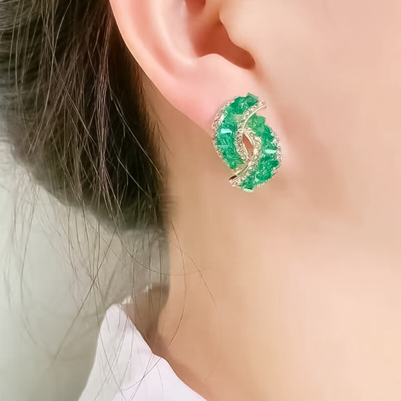 Fashion Cross Green Crystal Earrings