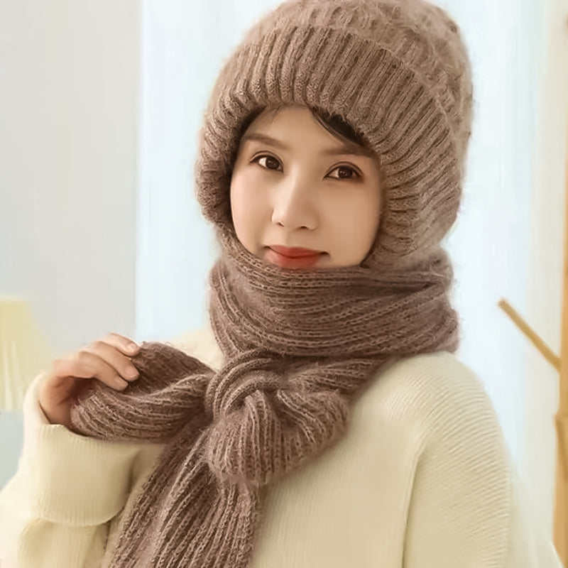 Women's Winter Integrated Ear Protection Windproof Cap Scarf