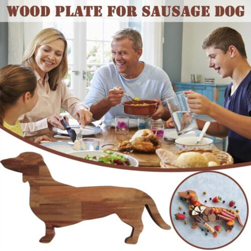 Wooden Dachshund Dog Dinner Plate