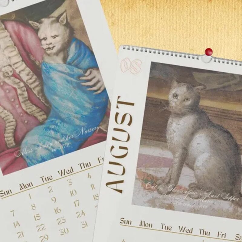 Ugly Cats In Renaissance Painting 2024 Wall Hanging Calendar